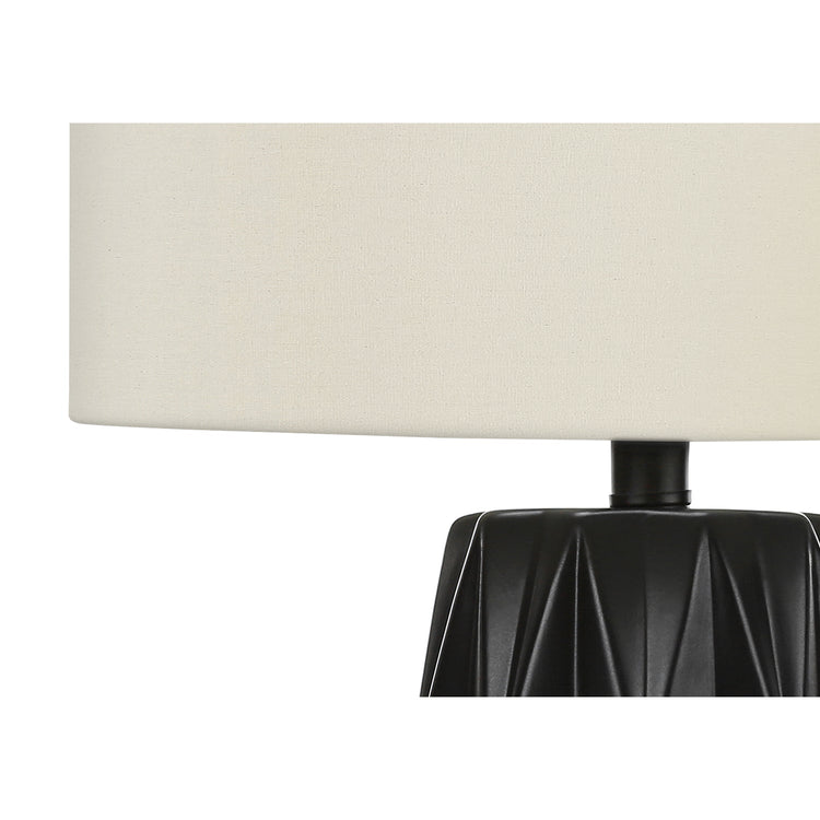 Monarch Specialties I 9620 - Luminaire, 25"H, Lampe De Table, Céramique Noir, Abat-jour Ivoire / Crème, Contemporain - Simple Boutique