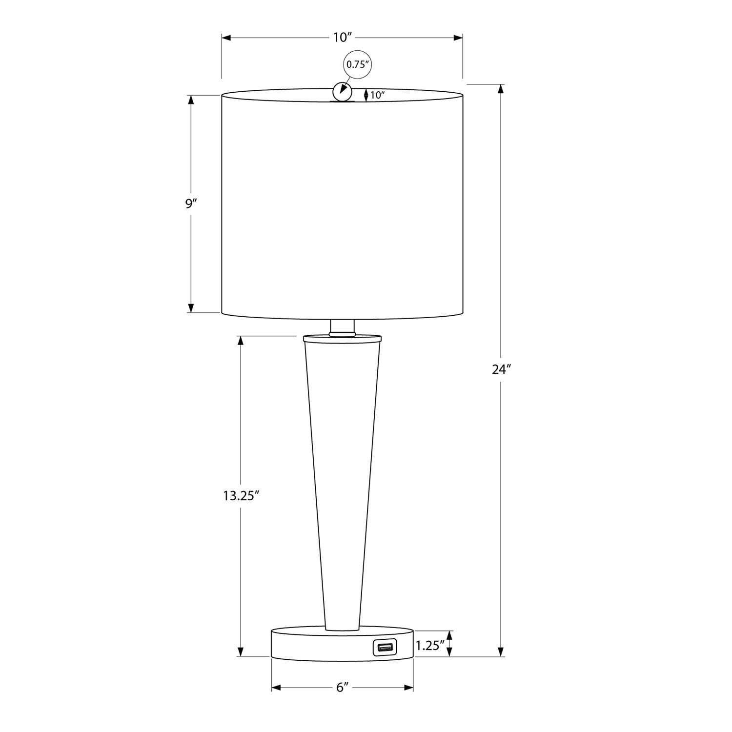 Monarch Specialties I 9642 - Luminaire, Ensemble De 2, 24"H, Lampe De Table, Nickel , Abat-jour Gris, Contemporain - Simple Boutique