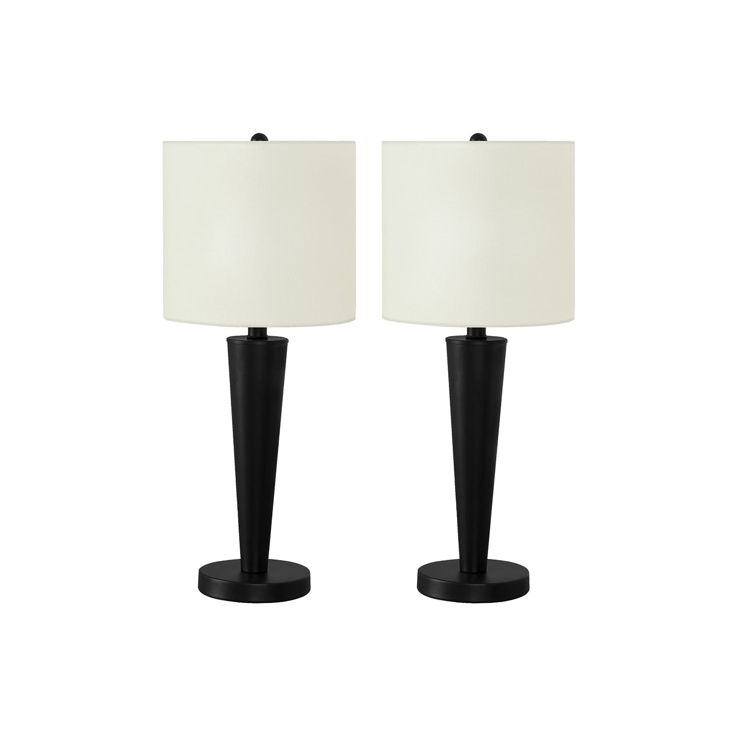 Monarch Specialties I 9643 - Luminaire, Ensemble De 2, 24"H, Lampe De Table, Métal Noir, Abat-jour Ivoire / Crème, Contemporain - Simple Boutique