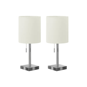Monarch Specialties I 9649 - Luminaire, Ensemble De 2, 17"H, Lampe De Table, Port Usb Inclus, Abat-jour Ivoire / Crème, Contemporain - Simple Boutique