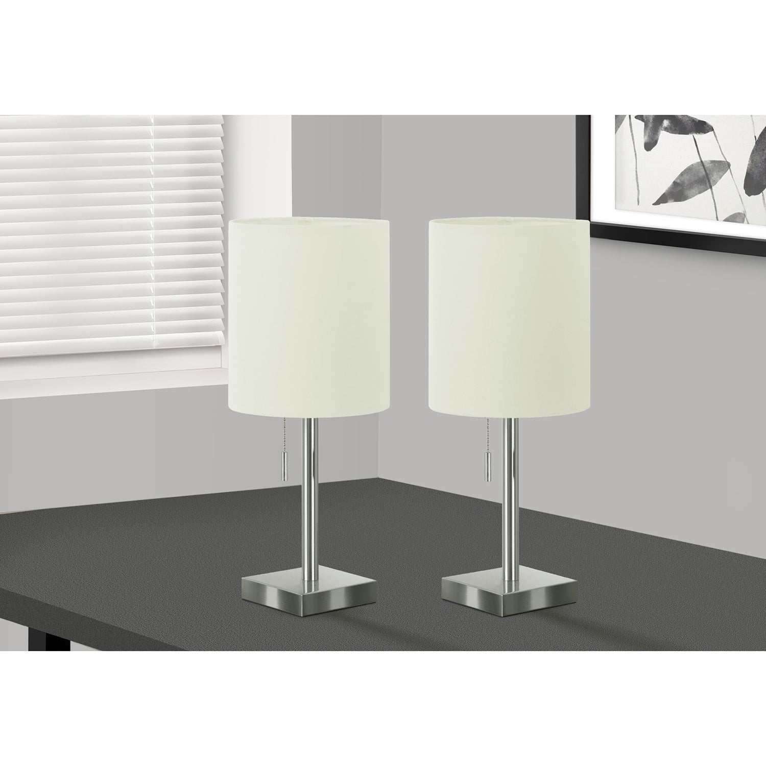 Monarch Specialties I 9649 - Luminaire, Ensemble De 2, 17"H, Lampe De Table, Port Usb Inclus, Abat-jour Ivoire / Crème, Contemporain - Simple Boutique