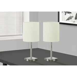 Monarch Specialties I 9649 - Luminaire, Ensemble De 2, 17"H, Lampe De Table, Port Usb Inclus, Abat-jour Ivoire / Crème, Contemporain - Simple Boutique