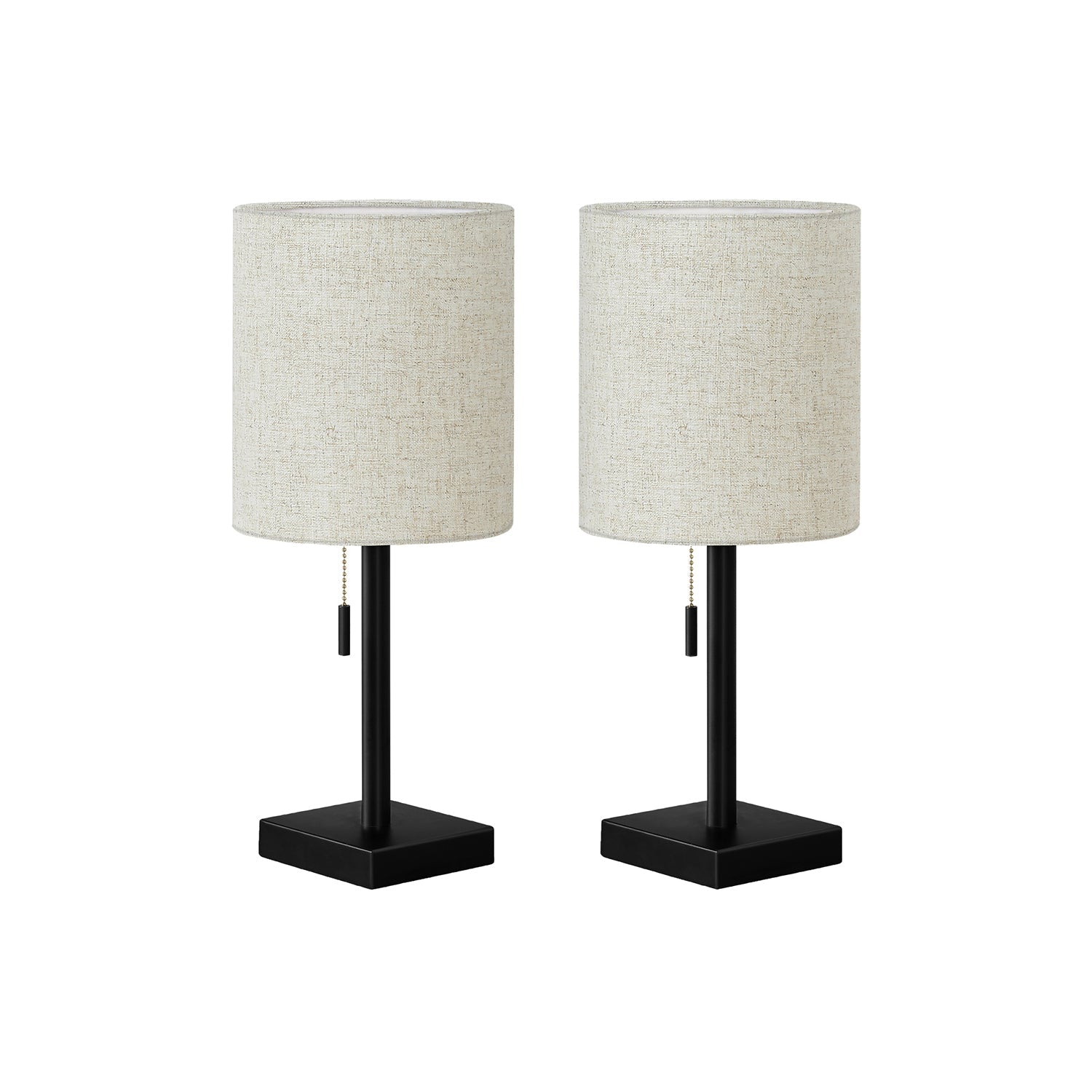 Monarch Specialties I 9650 - Luminaire, Ensemble De 2, 17"H, Lampe De Table, Port Usb Inclus, Métal Noir, Abat-jour Beige., Contemporain - Simple Boutique