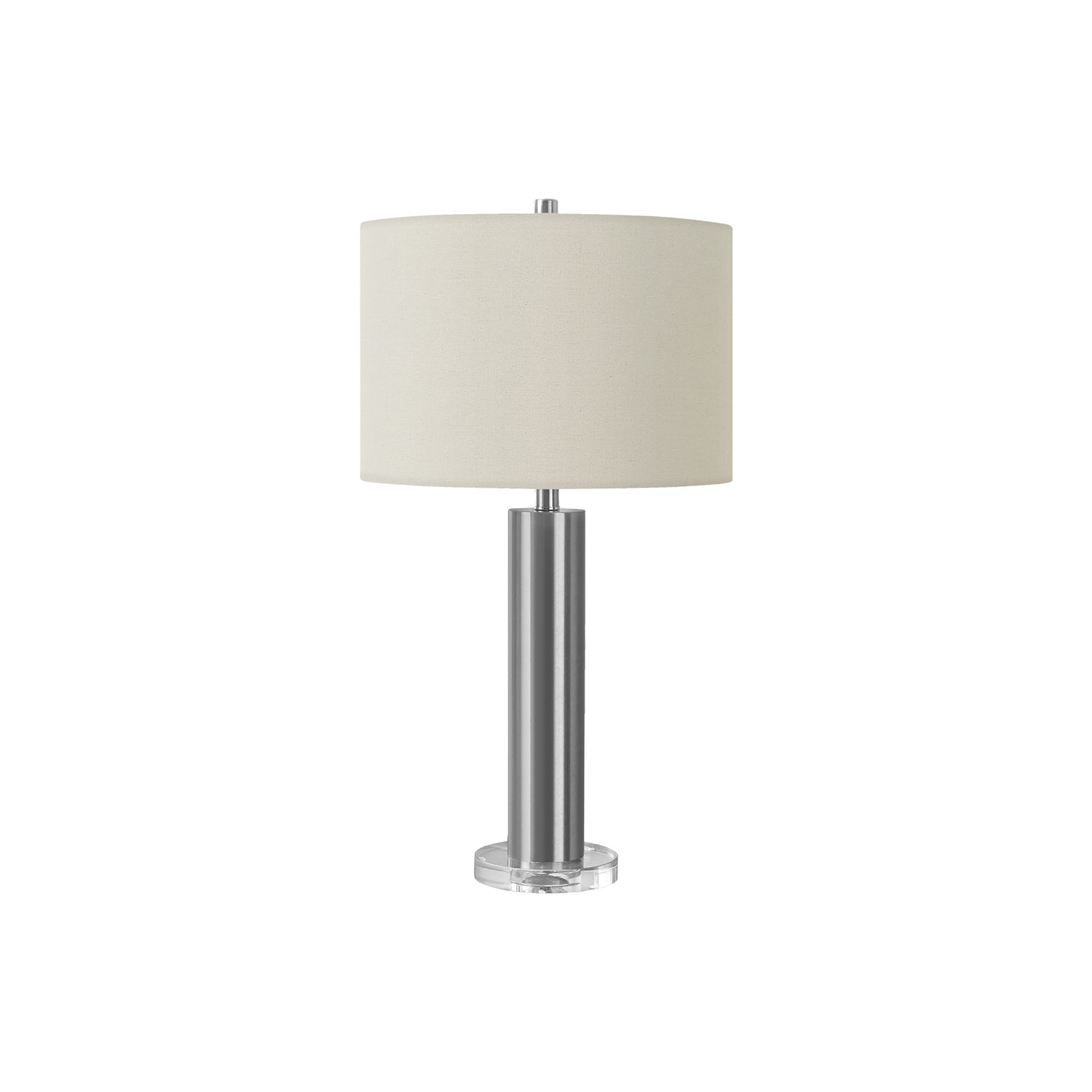 Monarch Specialties I 9657 - Luminaire, 28"H, Lampe De Table, Nickel, Abat-jour Ivoire / Crème, Contemporain - Simple Boutique