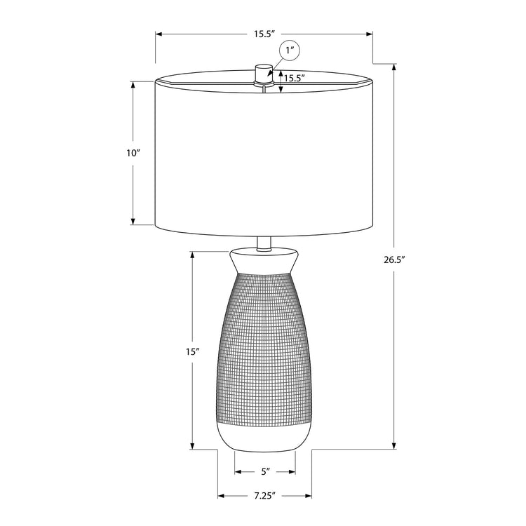 Monarch Specialties I 9725 - Luminaire, 27"H, Lampe De Table, Céramique Grise, Abat-jour Gris, Contemporain - Simple Boutique