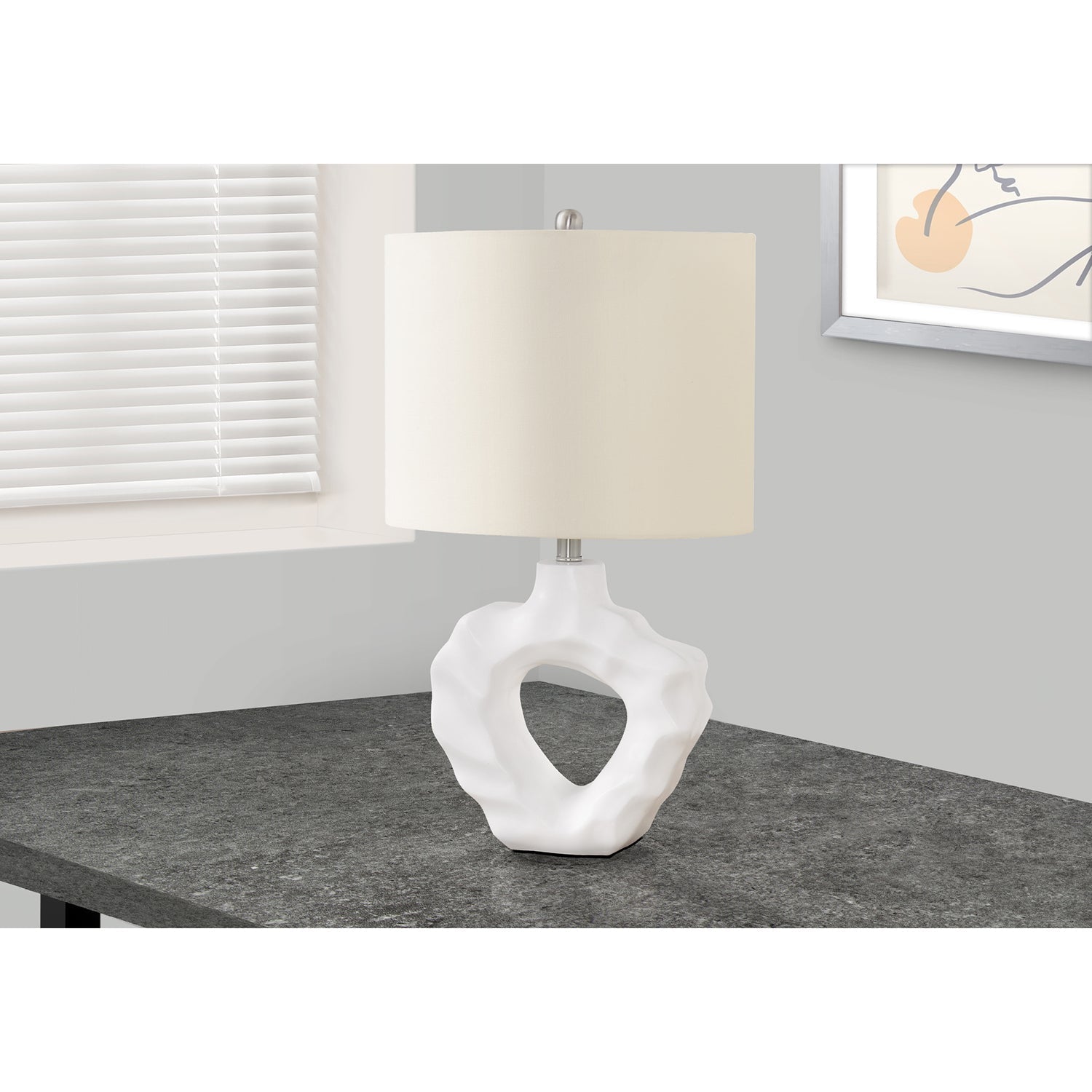 Monarch Specialties I 9727 - Luminaire, 25"H, Lampe De Table, Résine Créme, Abat-jour Ivoire / Crème, Moderne - Simple Boutique