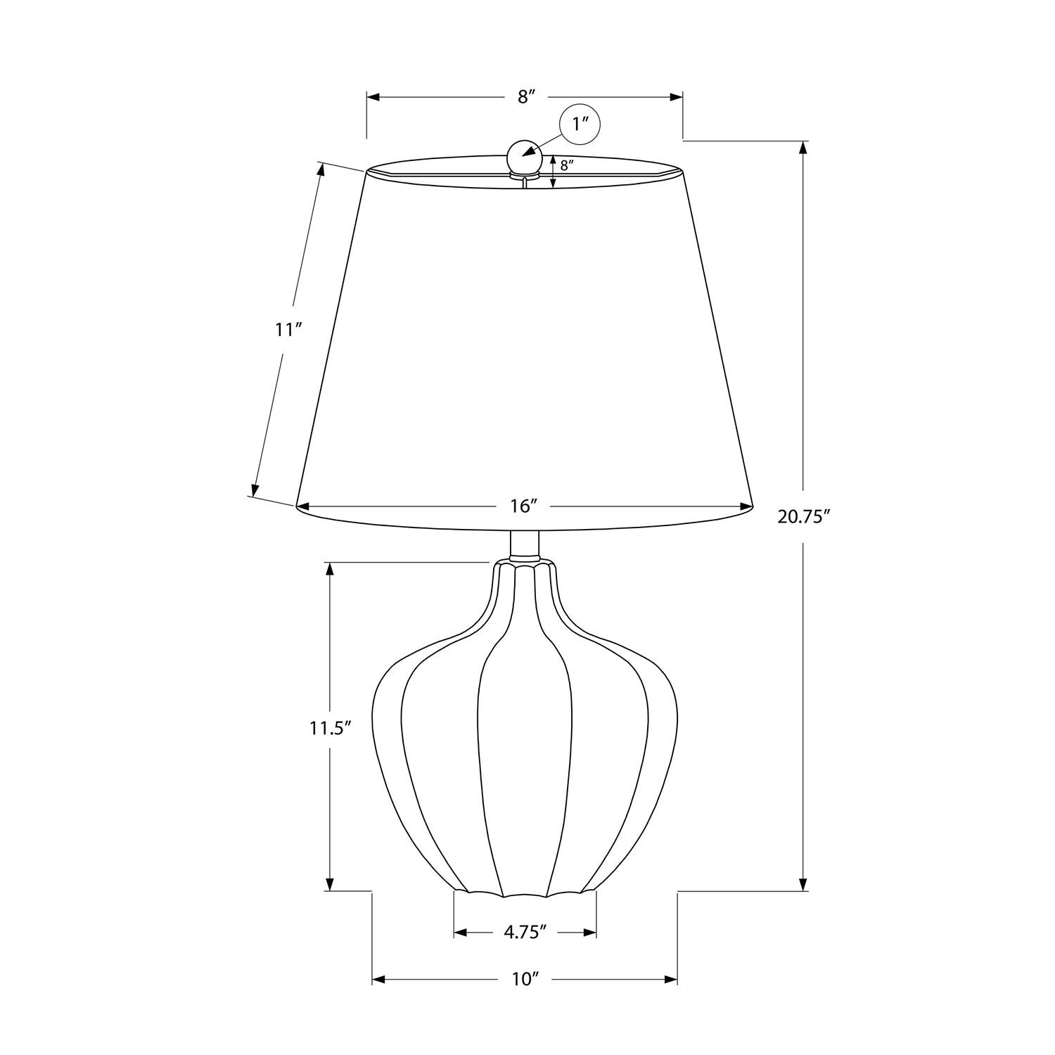 Monarch Specialties I 9733 - Luminaire, 21"H, Lampe De Table, Résine Créme, Abat-jour Ivoire / Crème, Transitionnel - Simple Boutique