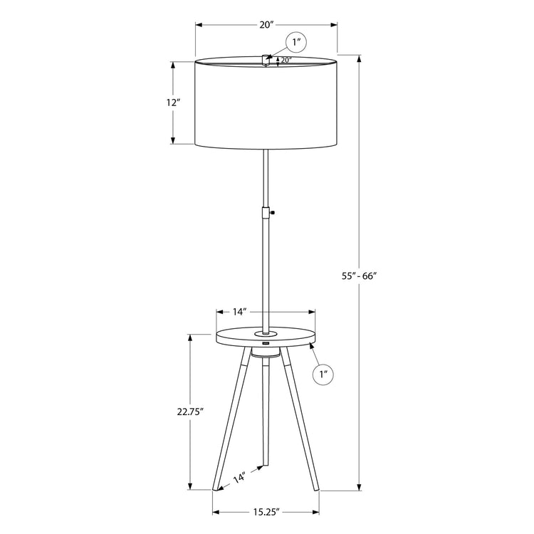 Monarch Specialties I 9745 - Luminaire, Lampadaire, 63"H, Métal Noir, Abat-jour Ivoire / Crème, Contemporain - Simple Boutique