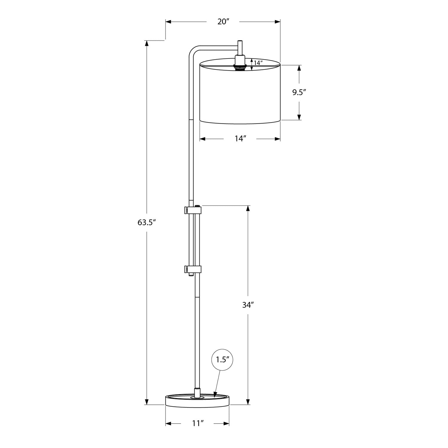 Monarch Specialties I 9761 - Luminaire, 63"H, Lampadaire, Métal En Laiton, Abat-jour Ivoire / Crème, Contemporain - Simple Boutique