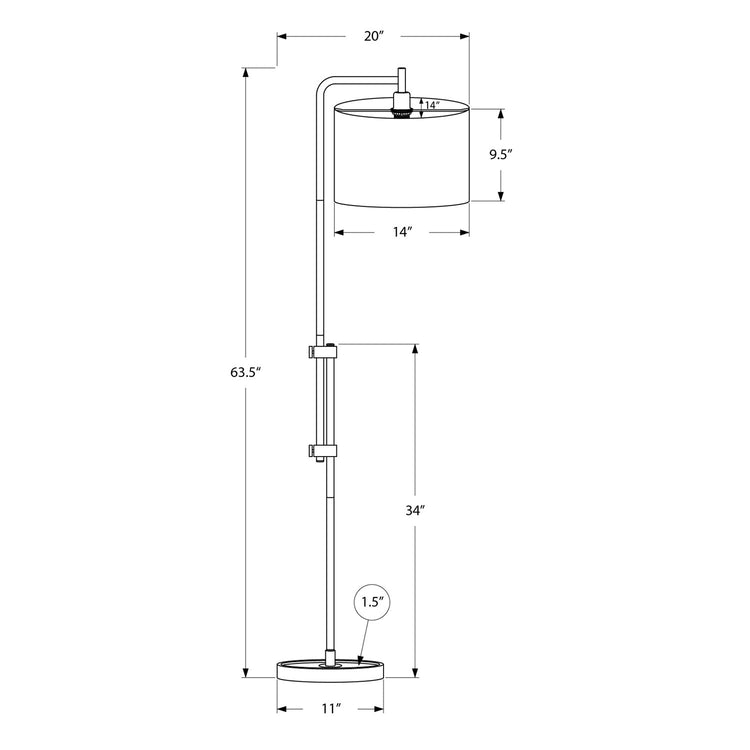 Monarch Specialties I 9761 - Luminaire, 63"H, Lampadaire, Métal En Laiton, Abat-jour Ivoire / Crème, Contemporain - Simple Boutique