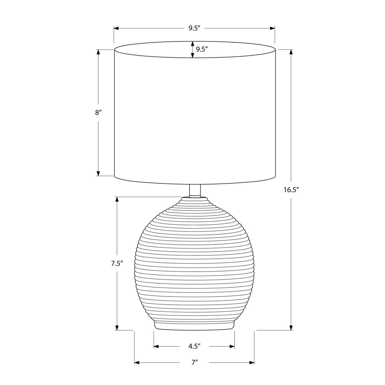 Monarch Specialties I 9764 - Luminaire, 16"H, Résine Noire, Abat-jour Ivoire / Crème, Contemporain - Simple Boutique