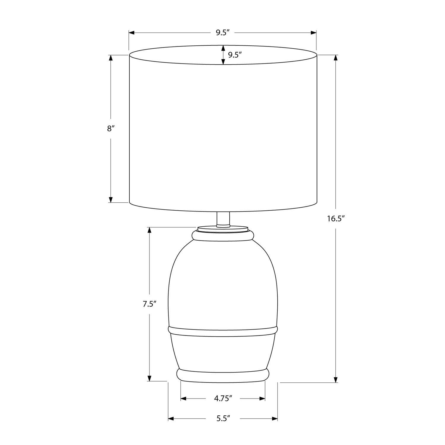 Monarch Specialties I 9765 - Luminaire, 16"H, Résine Crème, Abat-jour Beige, Contemporain - Simple Boutique