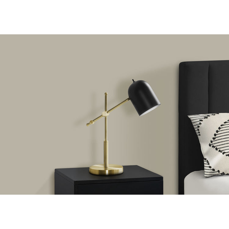 Monarch Specialties I 9766 - Luminaire, 18"H, Métal En Laiton, Abat-jour Noir, Contemporain - Simple Boutique