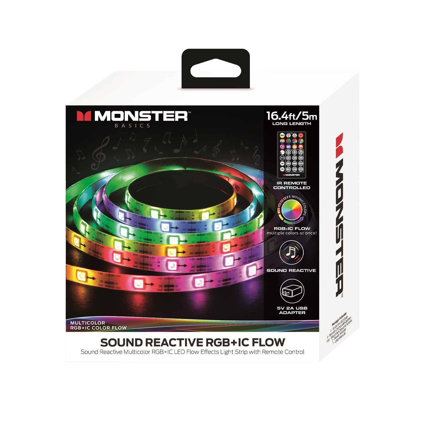 Monster - Bande Lumineuse LED Intérieur/Extérieur, Longeur de 5 Mètre, Télécommande Incluse - Simple Boutique