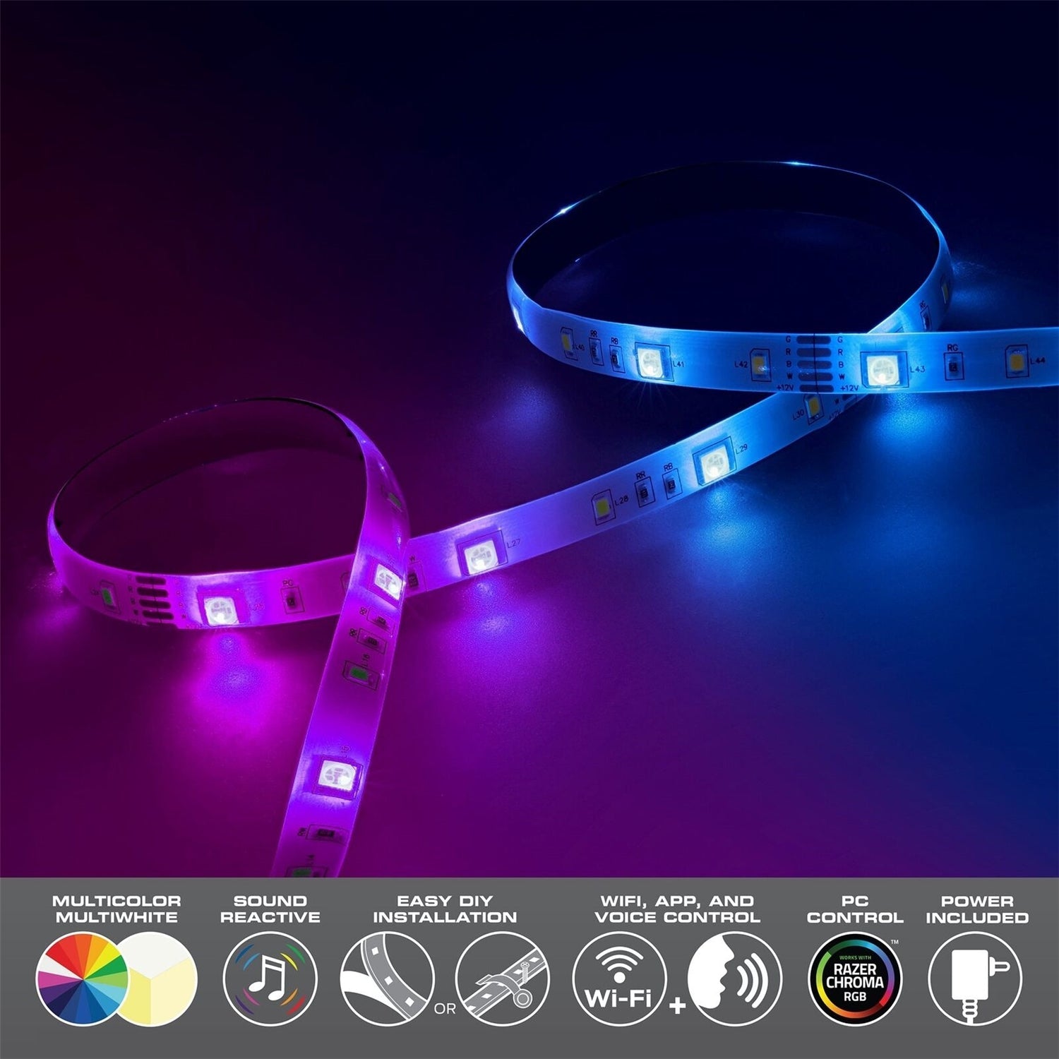 Monster - Bande de Lumiere LED avec Réaction Sonore, Longeur de 5 Metres - Simple Boutique
