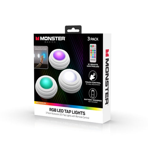 Monster - Ensemble de 3 Lumières LED Multicolores avec Commande Tactile et Télécommande