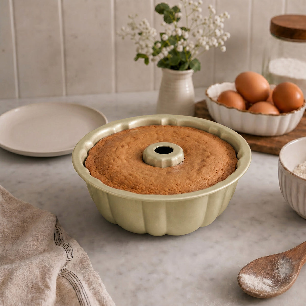 iBake Moule à cheminée cannelé antiadhésif Diamond - Champagne Doré - Lot de 2 - Simple Boutique