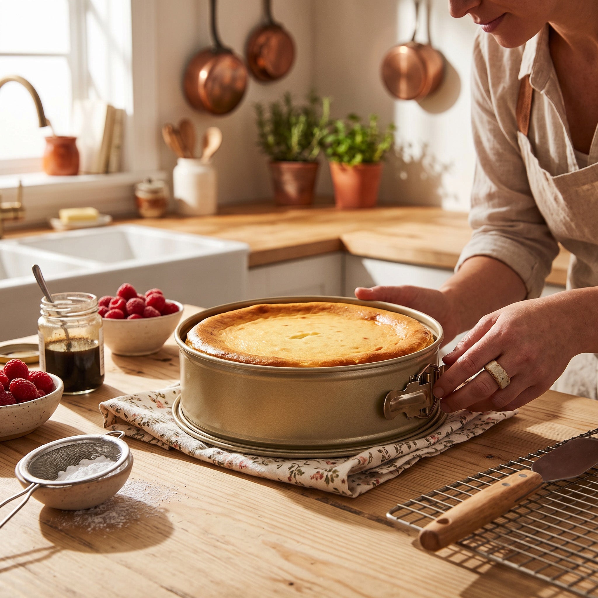 iBake Moule à gâteau à charnière antiadhésif Diamond, 23,5 cm - Champagne Doré - Lot de 2 - Simple Boutique