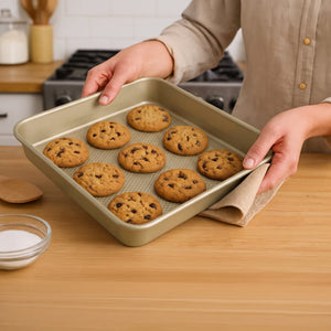 iBake Moule à gâteau carré antiadhésif Diamond - Champagne Doré - Lot de 2 - Simple Boutique