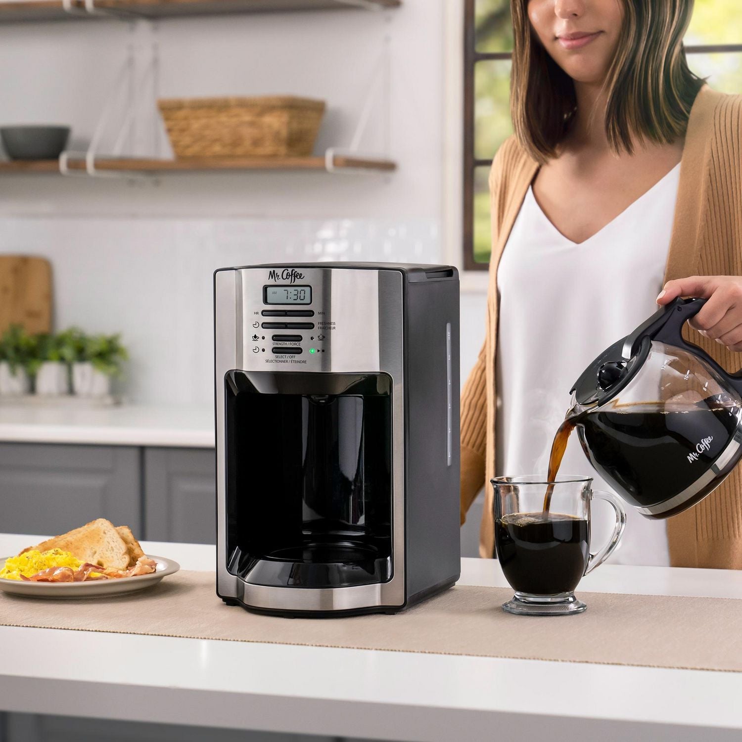 Mr. Coffee - Cafetière 12 Tasses Programmable, Infusion Rapide, Acier Inoxydable - Simple Boutique