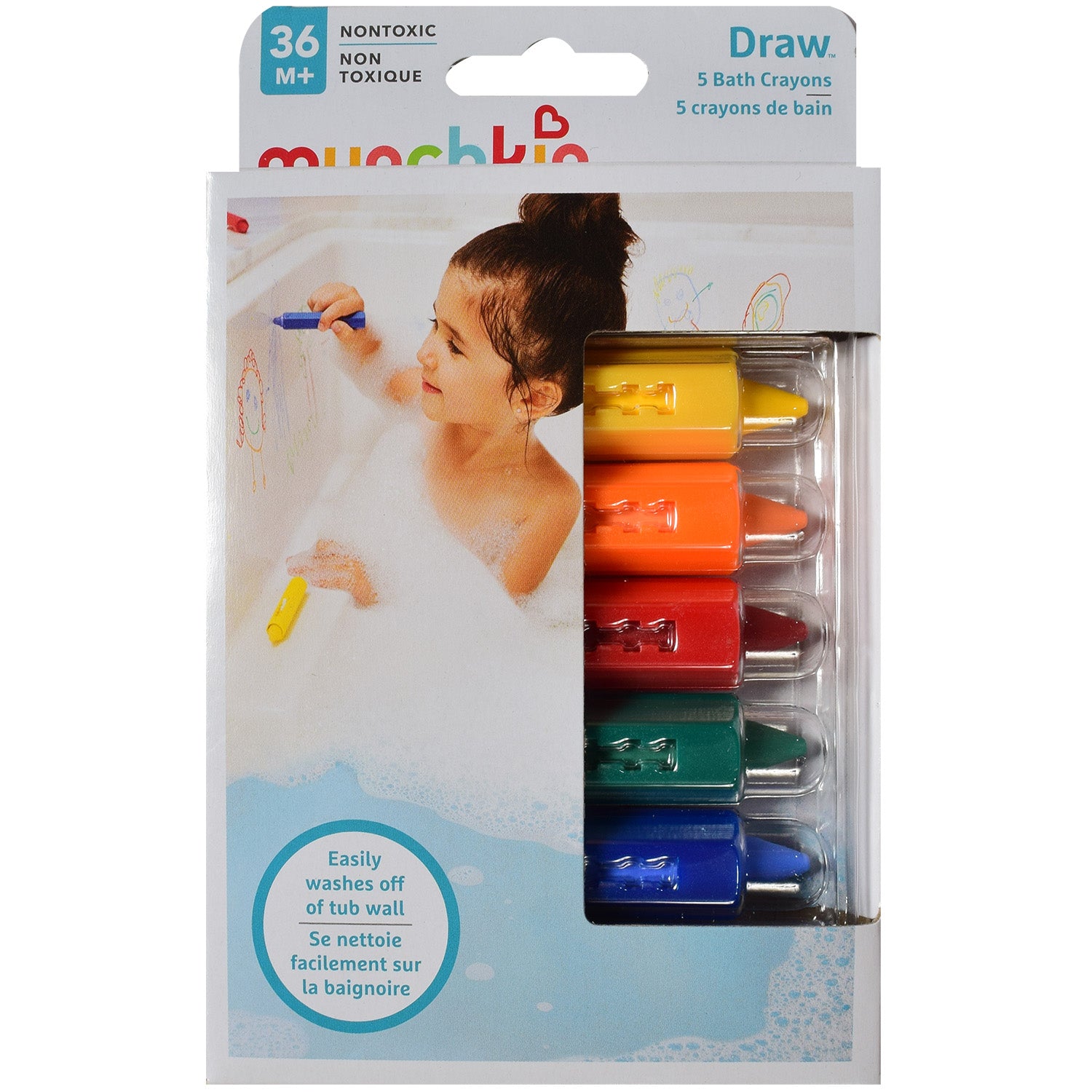 Munchkin Crayons de Bain Non Toxiques pour Enfants, 5 Couleurs - Simple Boutique