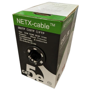 NETX Câble Réseau Cat5e UTP Solide 350 MHz, FT6/CMP Plenum, Noir, Bobine de 1000 pieds - Simple Boutique