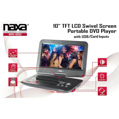 Naxa - Lecteur DVD Portable avec Écran Rotatif de 10