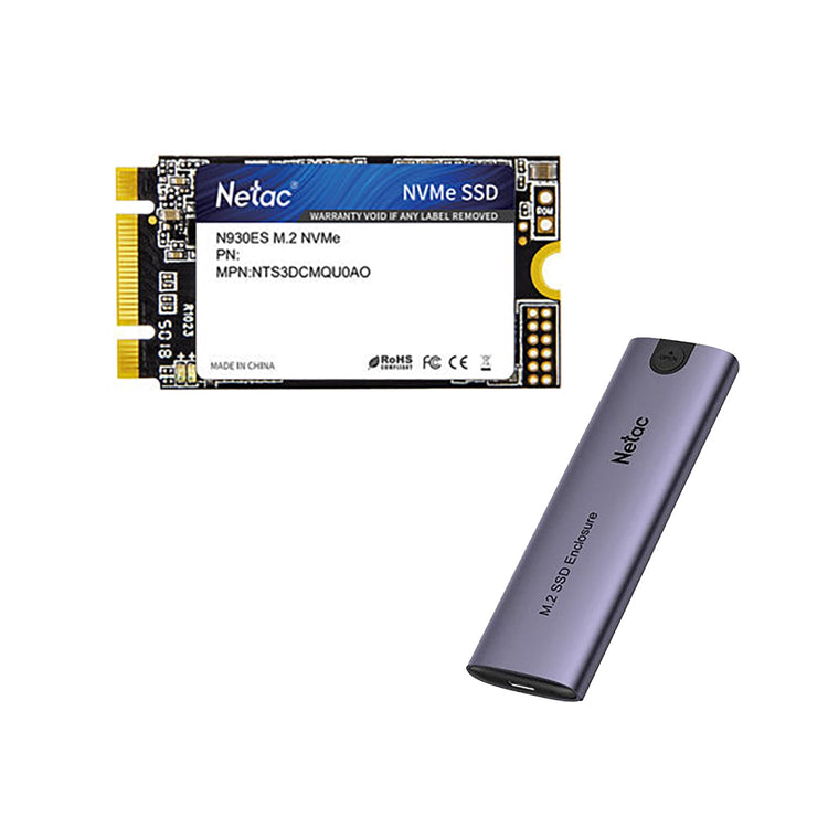 Netac - Ensemble de SSD et Boitier Externe USB 3.2, Capacité de 1 TO avec Câble USB-A et USB-C - Simple Boutique