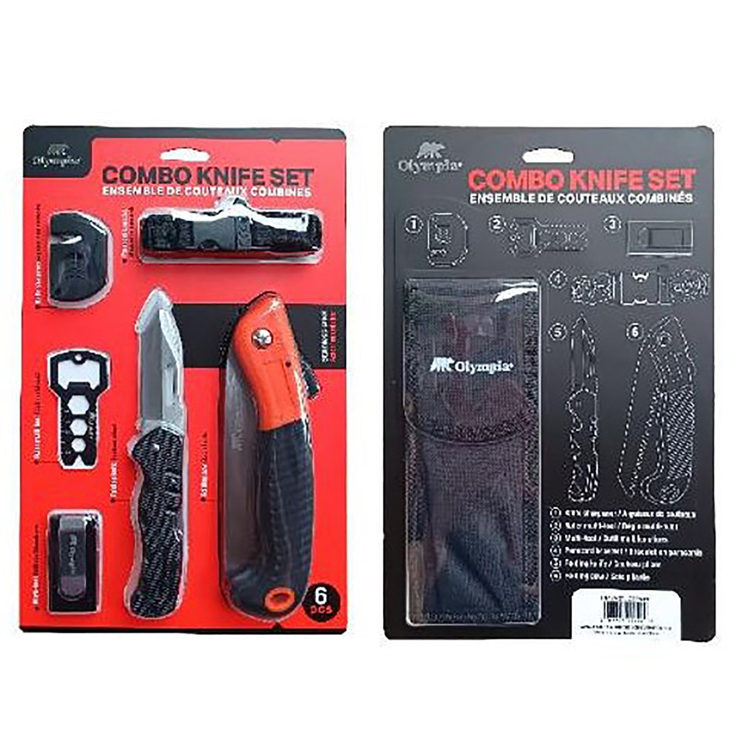 Olympia - Ensemble de Couteaux de Camping, Lame en Acier Inoxydable, 6 Morceaux - Simple Boutique