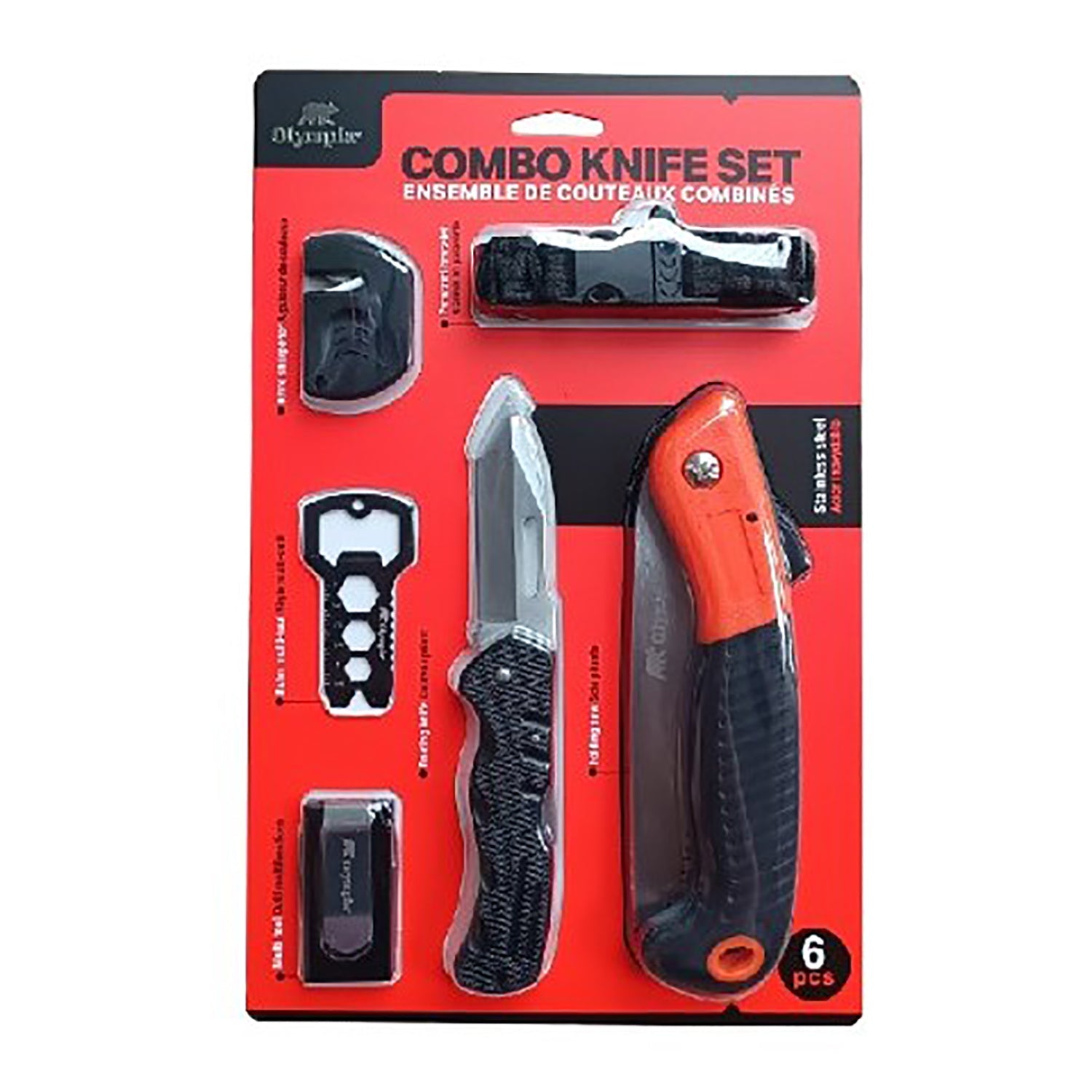Olympia - Ensemble de Couteaux de Camping, Lame en Acier Inoxydable, 6 Morceaux - Simple Boutique