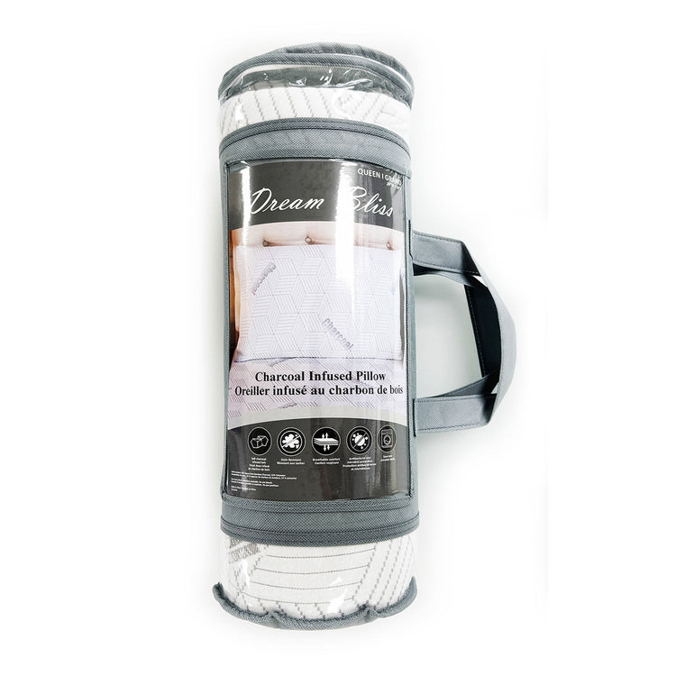 Oreiller Infusé au Charbon, Respirant, Lavable à la machine, Grandeur Queen - Simple Boutique