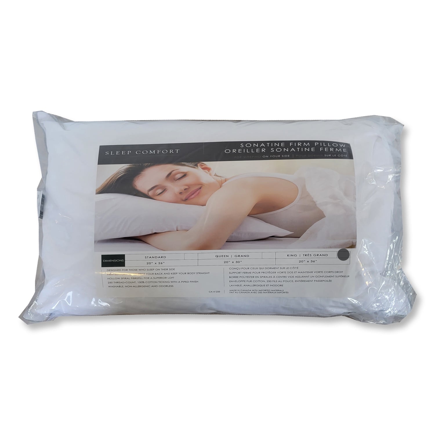 Oreiller Sonatine, Support Ferme, Pour Dormir sur le Coté, Grandeur King, Fait au Canada - Simple Boutique
