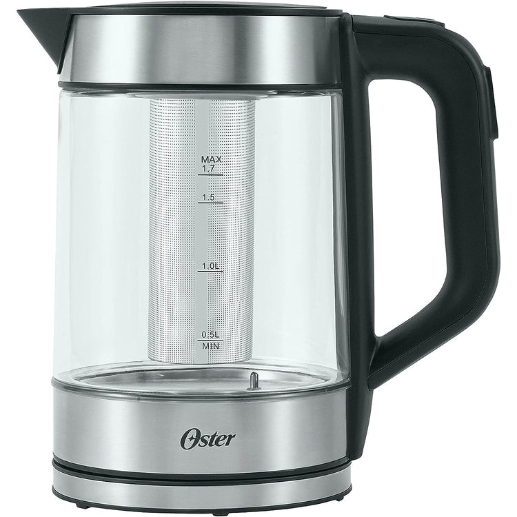 Oster - Bouilloire en Verre avec Infuseur à Thé, Capacité de 1.7 Litre, 5 Réglages de Température, Acier Inoxydable - Simple Boutique