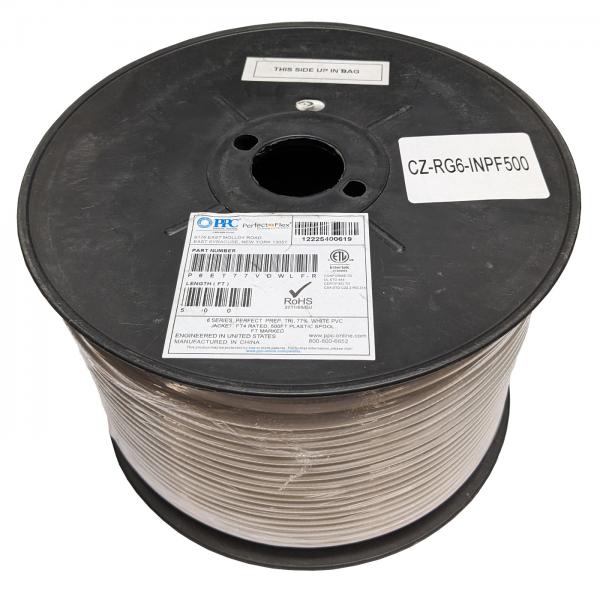 PPC PerfectFlex Câble Coaxial RG6 Intérieur 18 AWG, FT4, Blanc, Bobine de 500 pieds - Simple Boutique