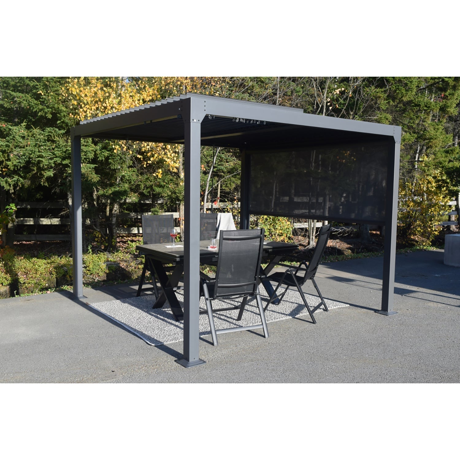 Panneau Latéral D'intimité 10' pour Pergola Louvre Casilda, Noir - Simple Boutique
