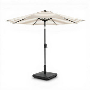 Parasol extérieur 8' Sunset, inclinable avec manivelle, beige rayé - Simple Boutique