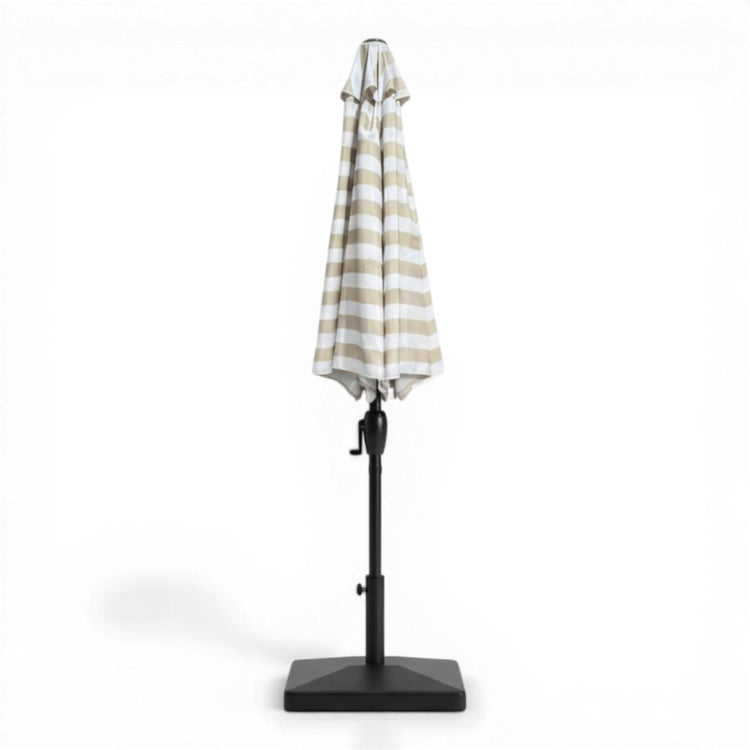 Parasol extérieur 8' Sunset, inclinable avec manivelle, beige rayé - Simple Boutique