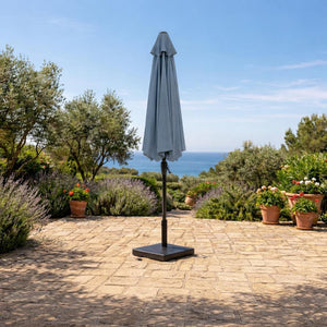 Parasol extérieur 8' Sunset, inclinable avec manivelle, bleu azur - Simple Boutique