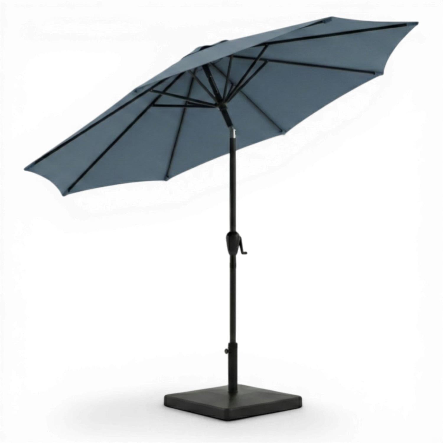 Parasol extérieur 8' Sunset, inclinable avec manivelle, bleu azur - Simple Boutique