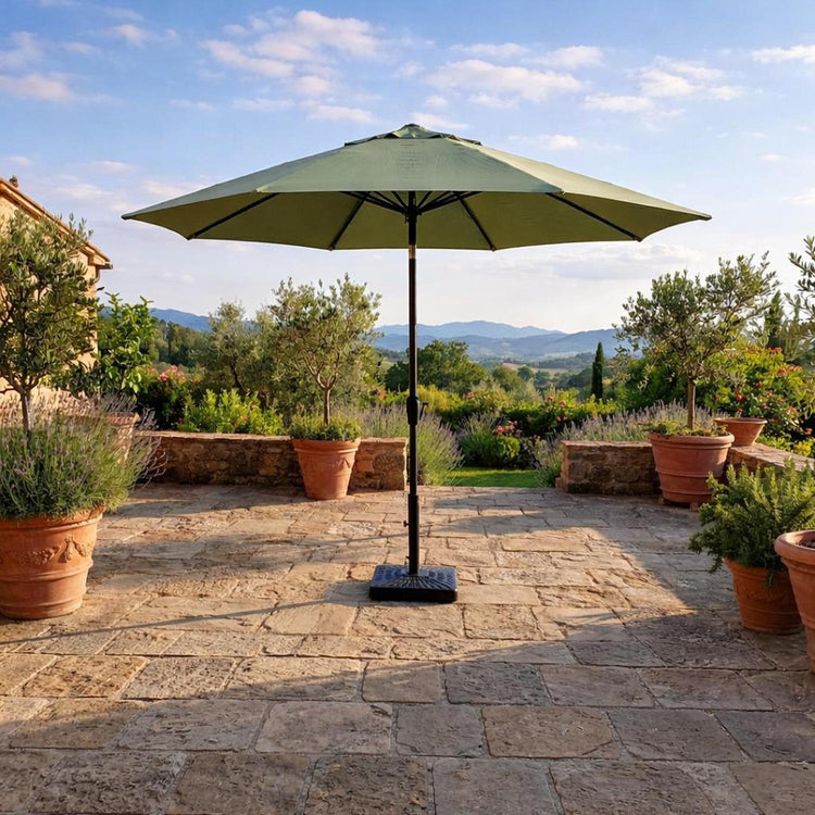 Parasol extérieur 8' Sunset, inclinable avec manivelle, menthe - Simple Boutique