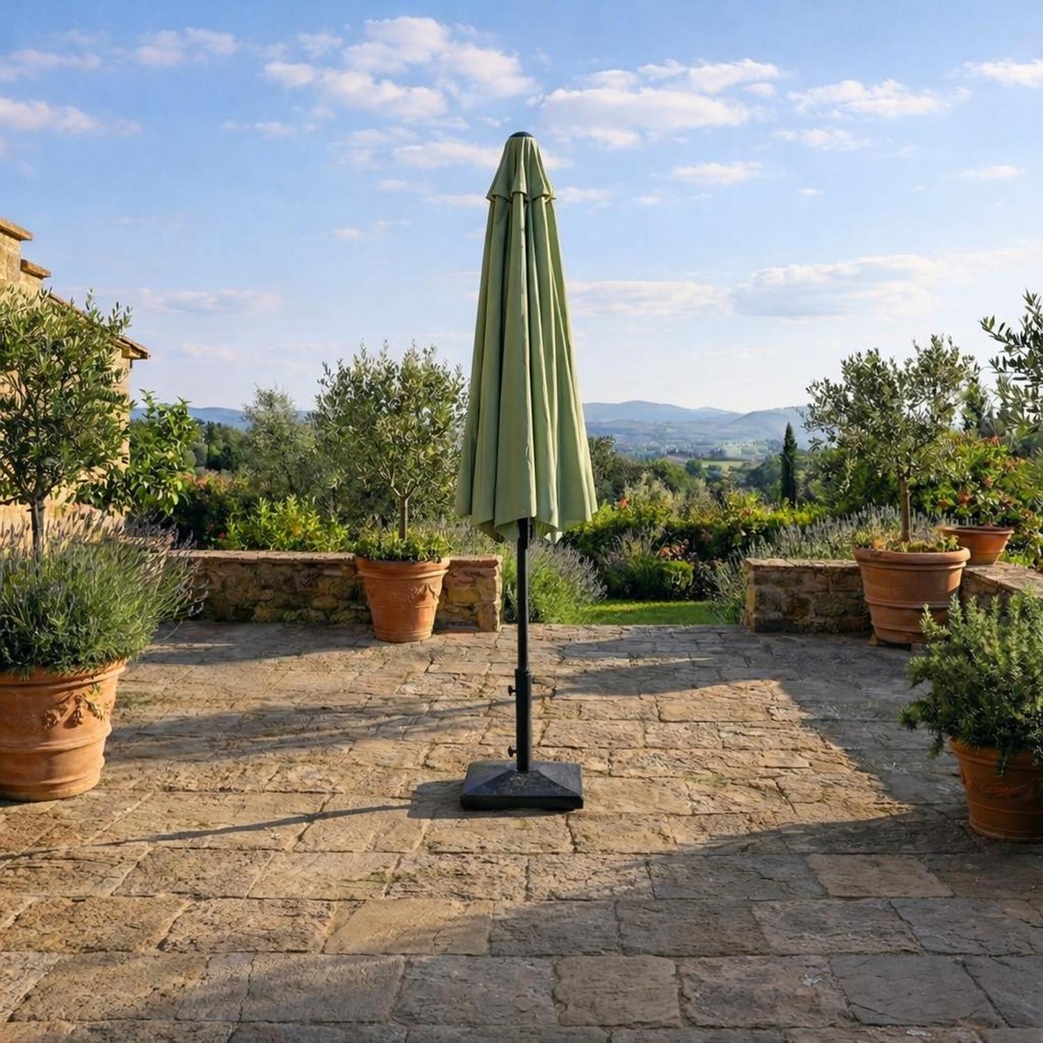 Parasol extérieur 8' Sunset, inclinable avec manivelle, menthe - Simple Boutique