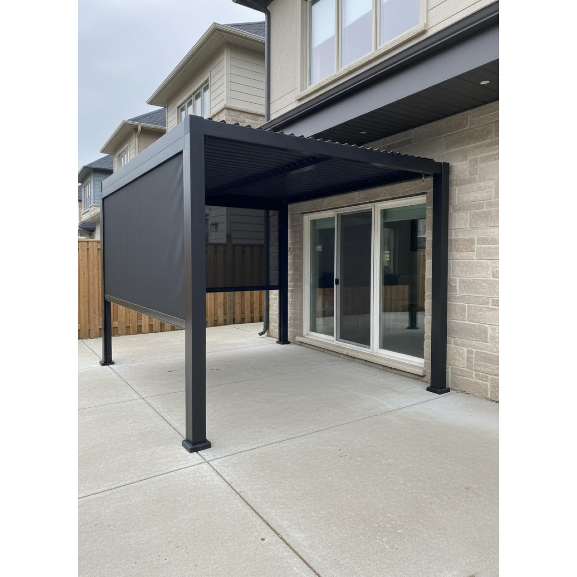 Pergola Luméa en Aluminium avec Parisienne Ajustable, 10' x 13', Noir - Simple Boutique
