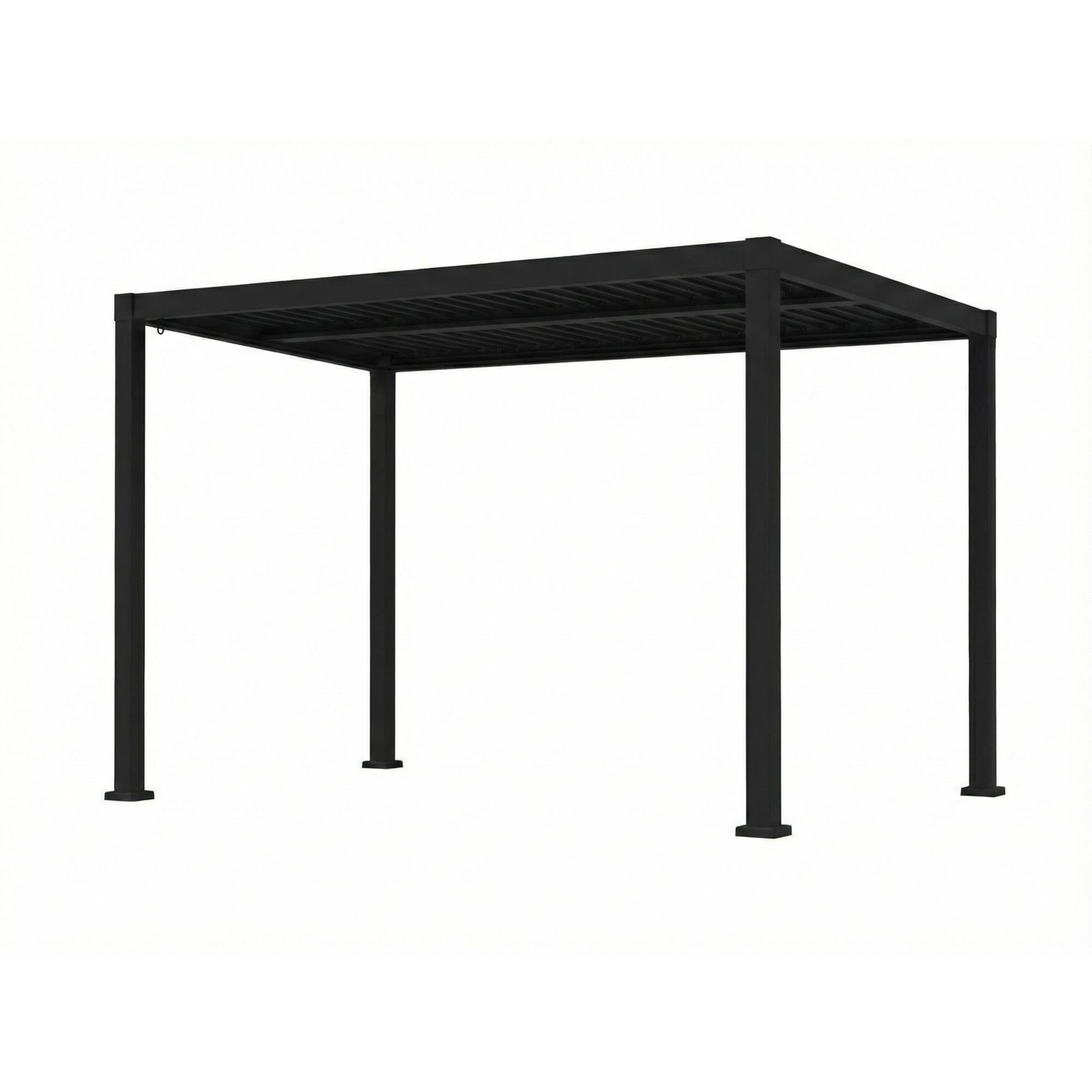 Pergola Luméa en Aluminium avec Parisienne Ajustable, 10' x 10', Noir - Simple Boutique