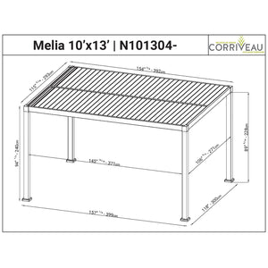 Pergola Mélia en Aluminium avec Parisienne Ajustable, 10'x13', Noir - Simple Boutique