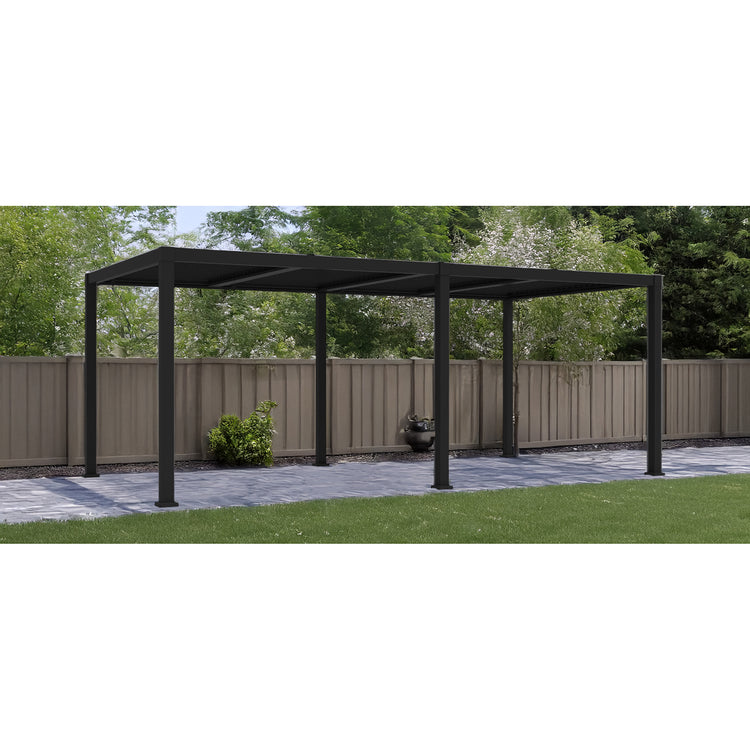Pergola Mélia en Aluminium avec Parisienne Ajustable, 10'x19', Noir - Simple Boutique