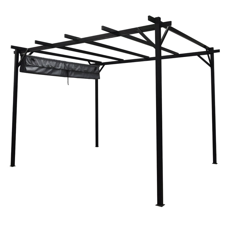 Pergola San Luis 10'x10' avec Toit Retractable, Noir - Simple Boutique