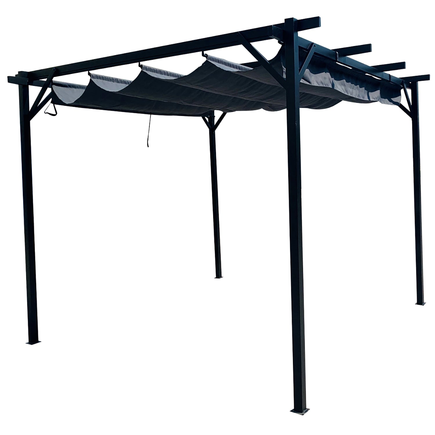 Pergola San Luis 10'x10' avec Toit Retractable, Noir - Simple Boutique