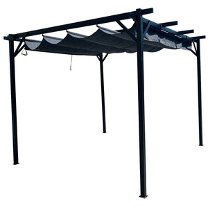 Pergola San Luis 10'x10' avec Toit Retractable, Noir - Simple Boutique