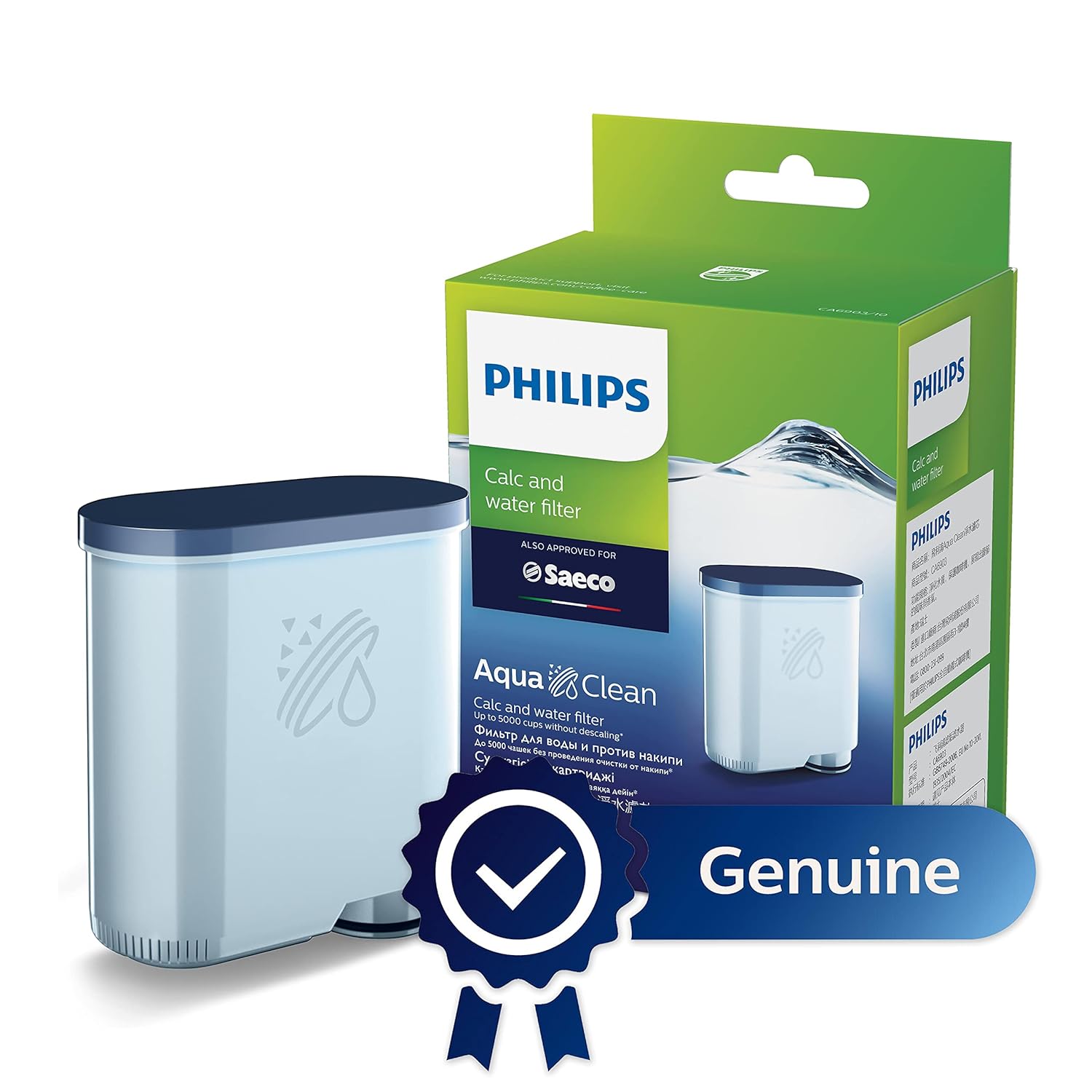 Philips - Filtre à Eau et Calcaire AquaClean pour Machine à Expresso, Pas de Détartrage Jusqu'à 5 000 Tasses - CA6903/10 - Simple Boutique