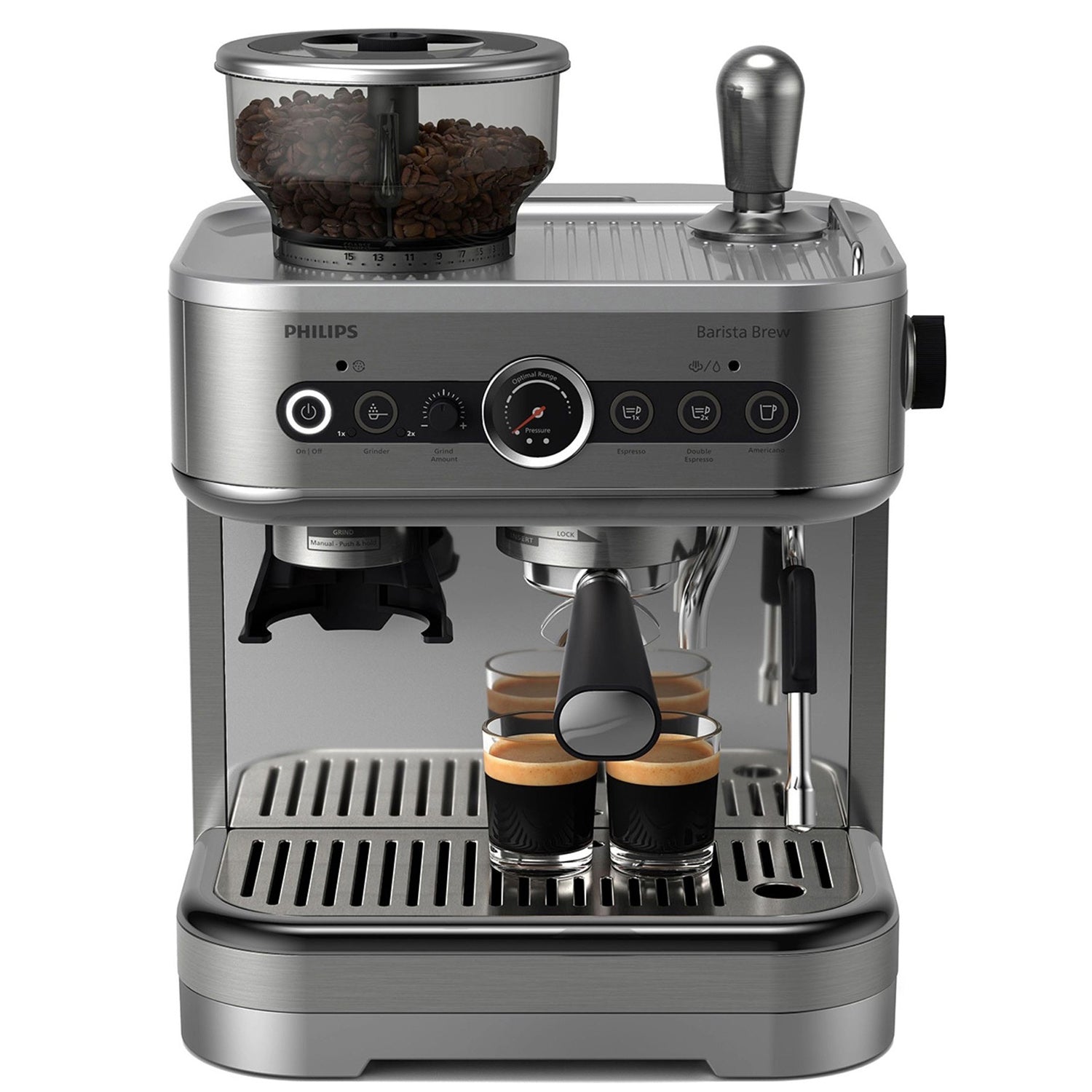 Philips - Machine à Espresso Semi-Automatique BaristaBrew, Tasseur Calibré, Bac à Grains Double - PSA3228/01 - Simple Boutique